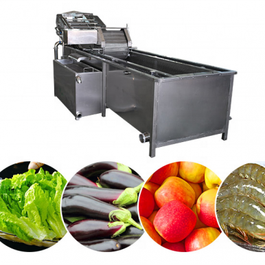 Automatic Cleaning Continuous Brush Bubble Type Vegetable Peeling And Washing Machine For Food Processing Line